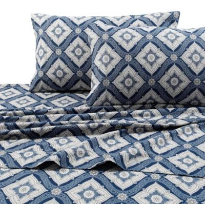 Tribeca Living Flannel Damask Printed Extra Deep Pocket Sheet Sets