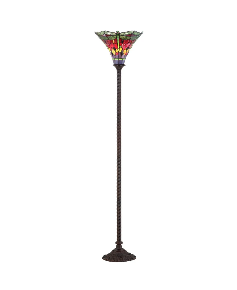 Jonathan Y Dragonfly Tiffany-Torchiere Floor Lamp