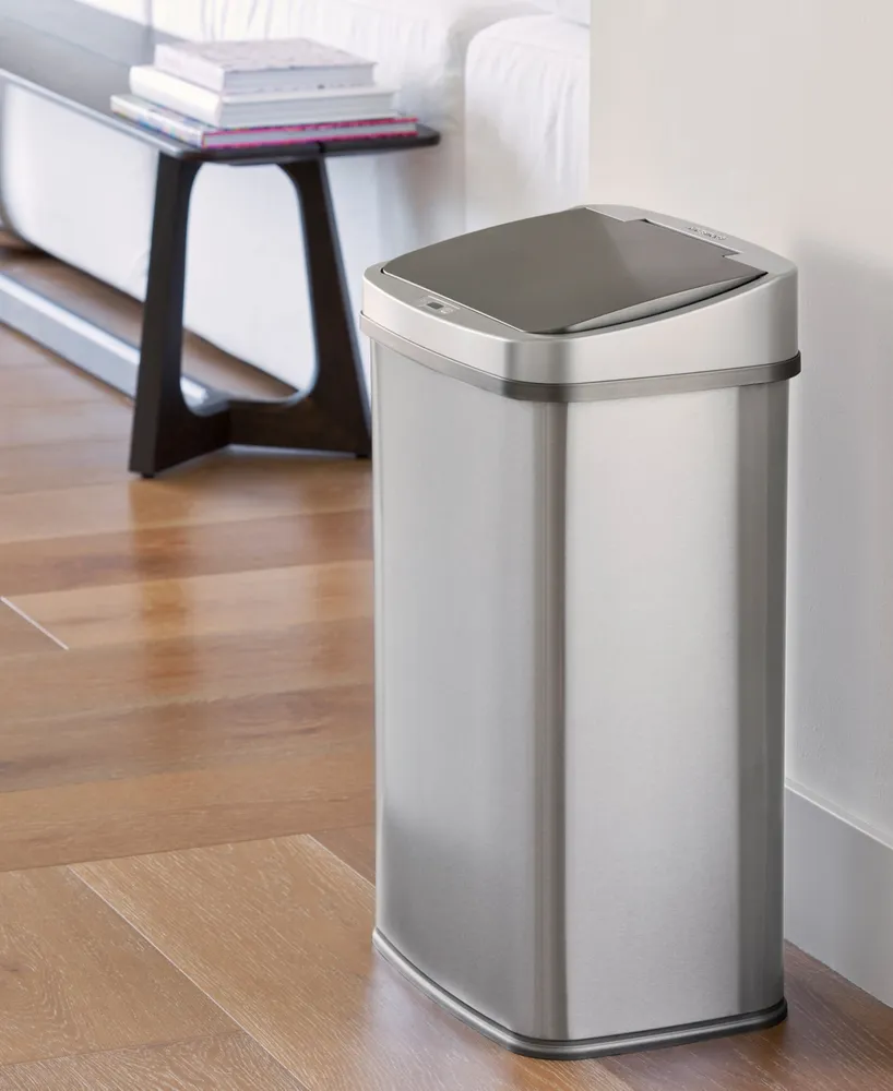 Nine Stars 13.2 Gallon Stainless Steel Sensor Trash Can with Gun Metal Trim