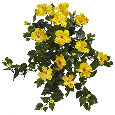 Nearly Natural 24" Hibiscus Hanging Artificial Plant, Set of 2