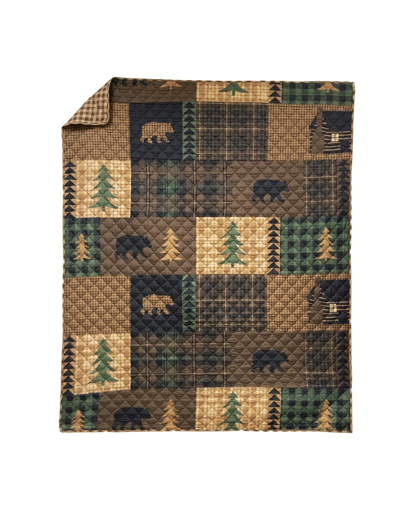 American Heritage Textiles Brown Bear Cabin Quilted Throw, 50" x 60"