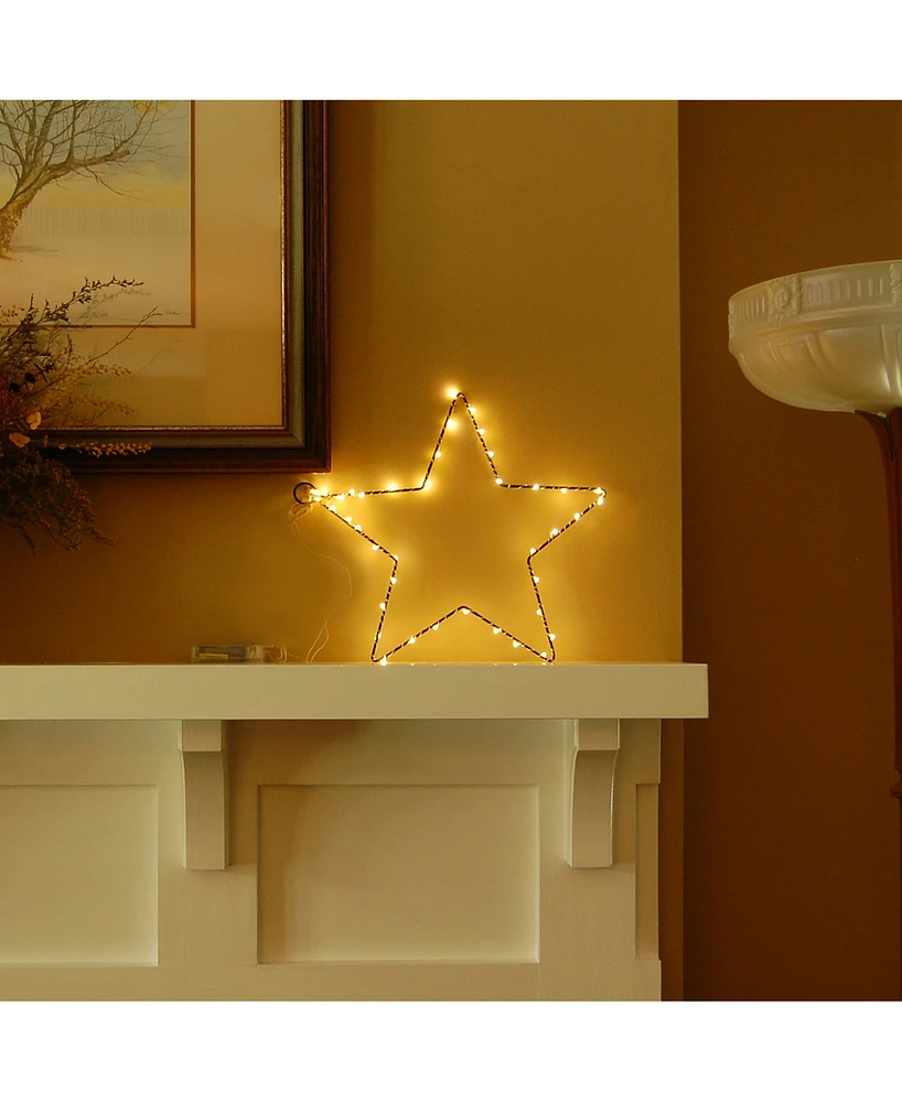 Lumabase Set of 2 Star Motif with Mini Led String Lights