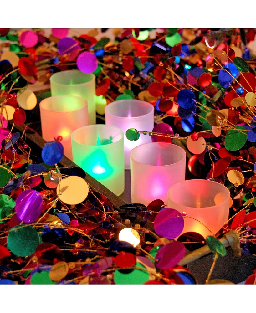 Lumabase Set of 6 Flickering Color Changing Led Lights in Frosted Votive Holders Cups