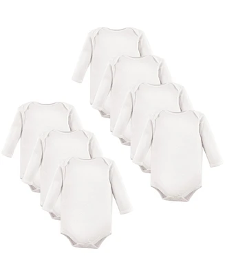 Luvable Friends Baby Boys Cotton Long-Sleeve Bodysuits 7pk, White, Months