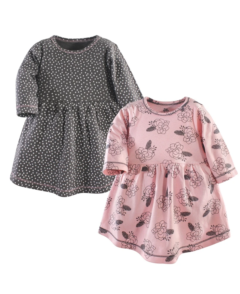 Yoga Sprout Baby Girls Comfy Warm All-Day Long Sleeve Dress 2Pk