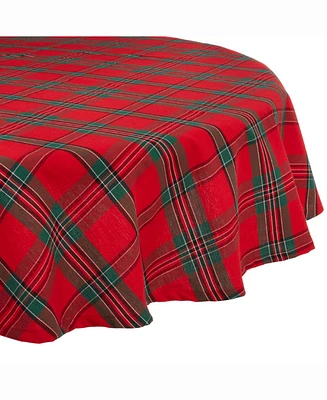 Design Imports Holiday Plaid Tablecloth 70" Round