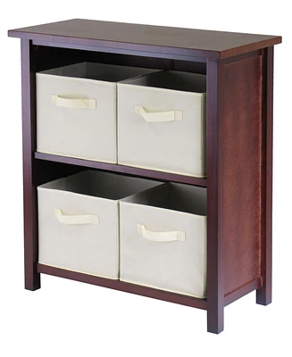 Winsome Verona 2-Section M Storage Shelf with 4 Foldable Beige Fabric Baskets