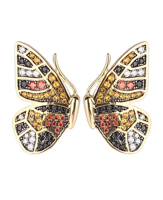 Noir Multi-Colored Cubic Zirconia Butterfly Wing Stud Earring