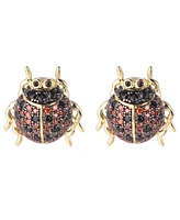 Noir Red/Black Cubic Zirconia Ladybug Stud Earring