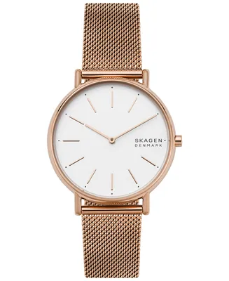 Skagen Women's Signatur Rose Gold-Tone Stainless Steel Mesh Bracelet Watch 38mm