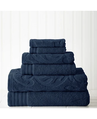 Modern Threads 6-Pc. Jacquard/Solid Medallion Swirl Towel Set