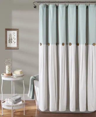Lush Decor Linen Button Shower Curtain, 72" x