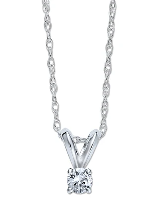 10k White Gold Necklace, Round-Cut Diamond Accent Pendant