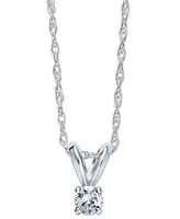 10k White Gold Necklace, Round-Cut Diamond Accent Pendant