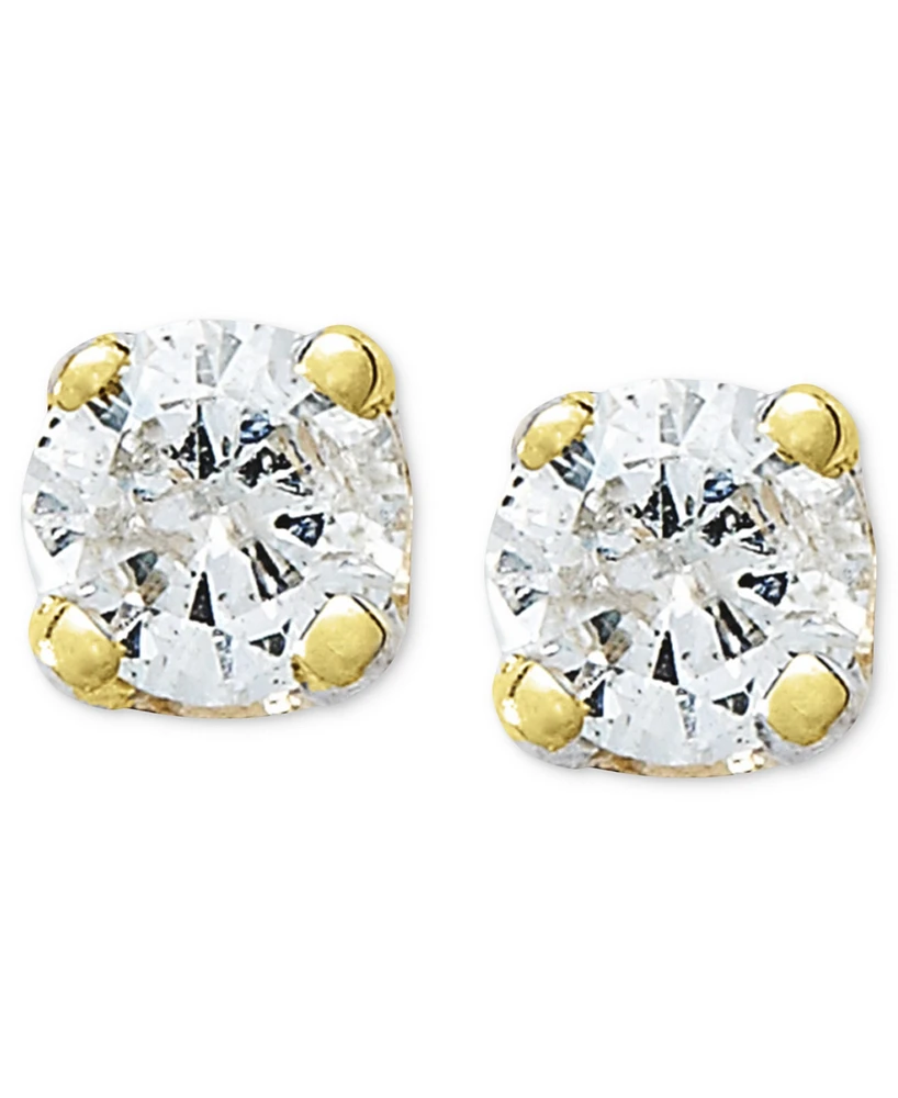 Round-Cut Diamond Accent Stud Earrings in 10k Gold