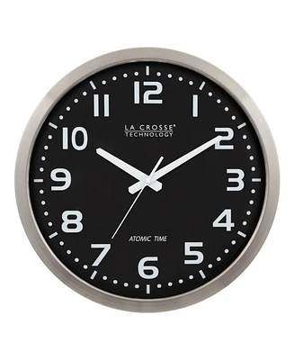 La Crosse Technology 16" Stainless Steel Atomic Clock with Black dial