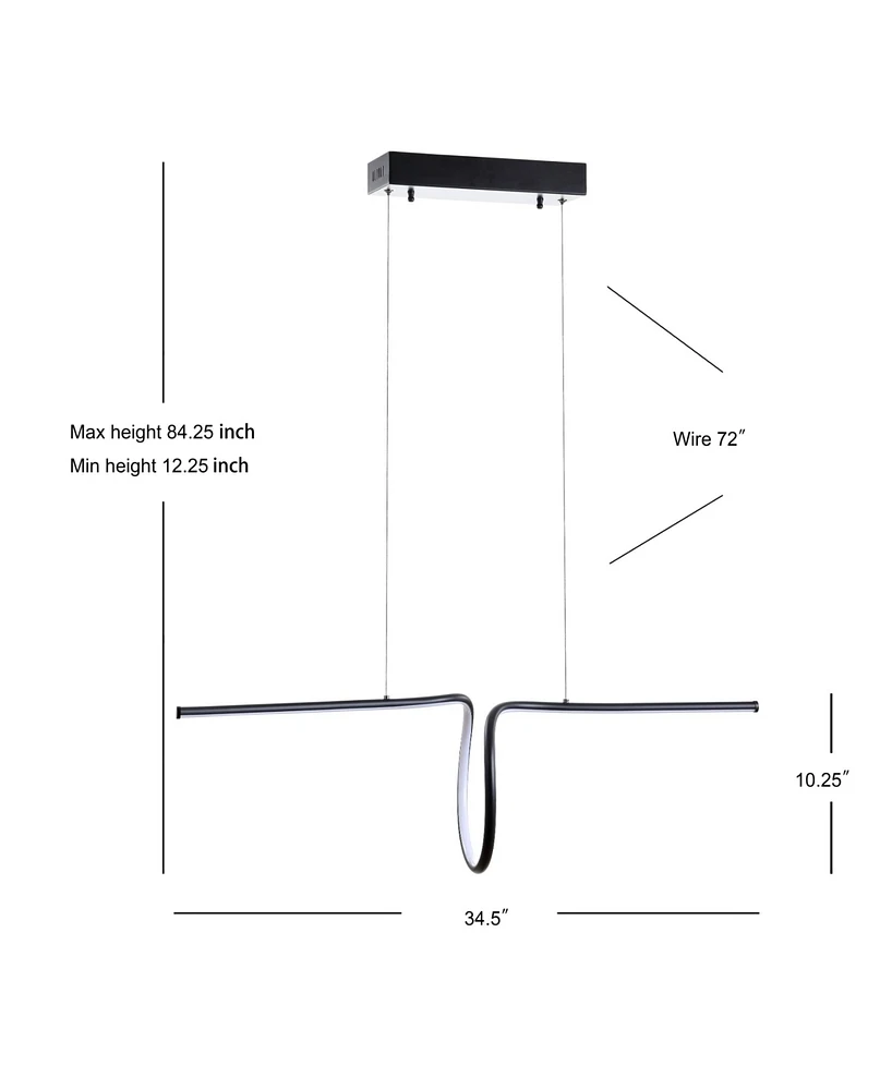 Jonathan Y Ali 34.5" Dimmable Adjustable Integrated Led Metal Linear Pendant