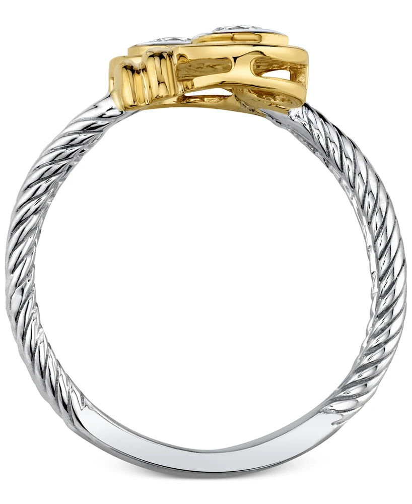 Diamond Twist Ring (1/3 ct. t.w.) 14k White & Yellow Gold