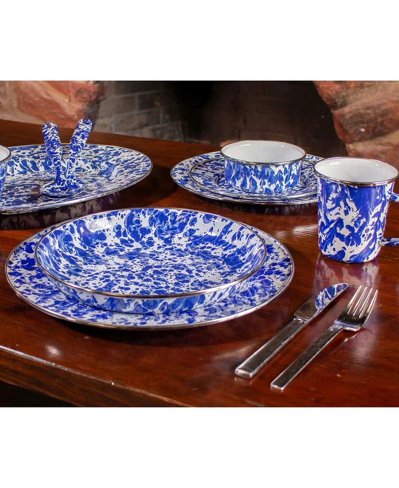 Golden Rabbit Cobalt Swirl Enamelware Collection 16" x 12" Oval Platter