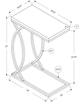 Monarch Specialties Chrome Metal Edgeside Accent Table in Grey Cement