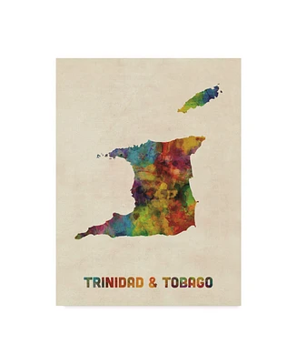 Michael Tompsett Trinidad and Tobago Watercolor Map Canvas Art - 15" x 20"