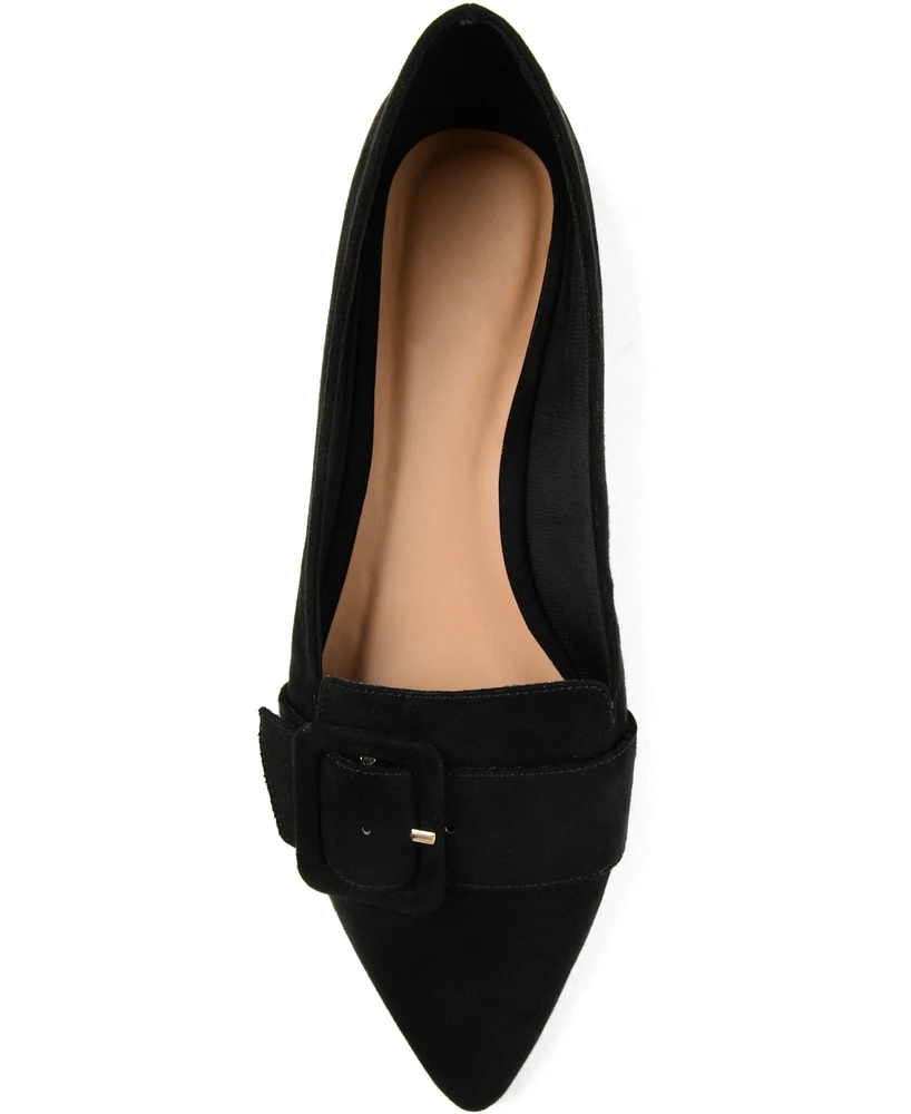 Journee Collection Women's Audrey Buckle Pointed Toe Ballet Flats
