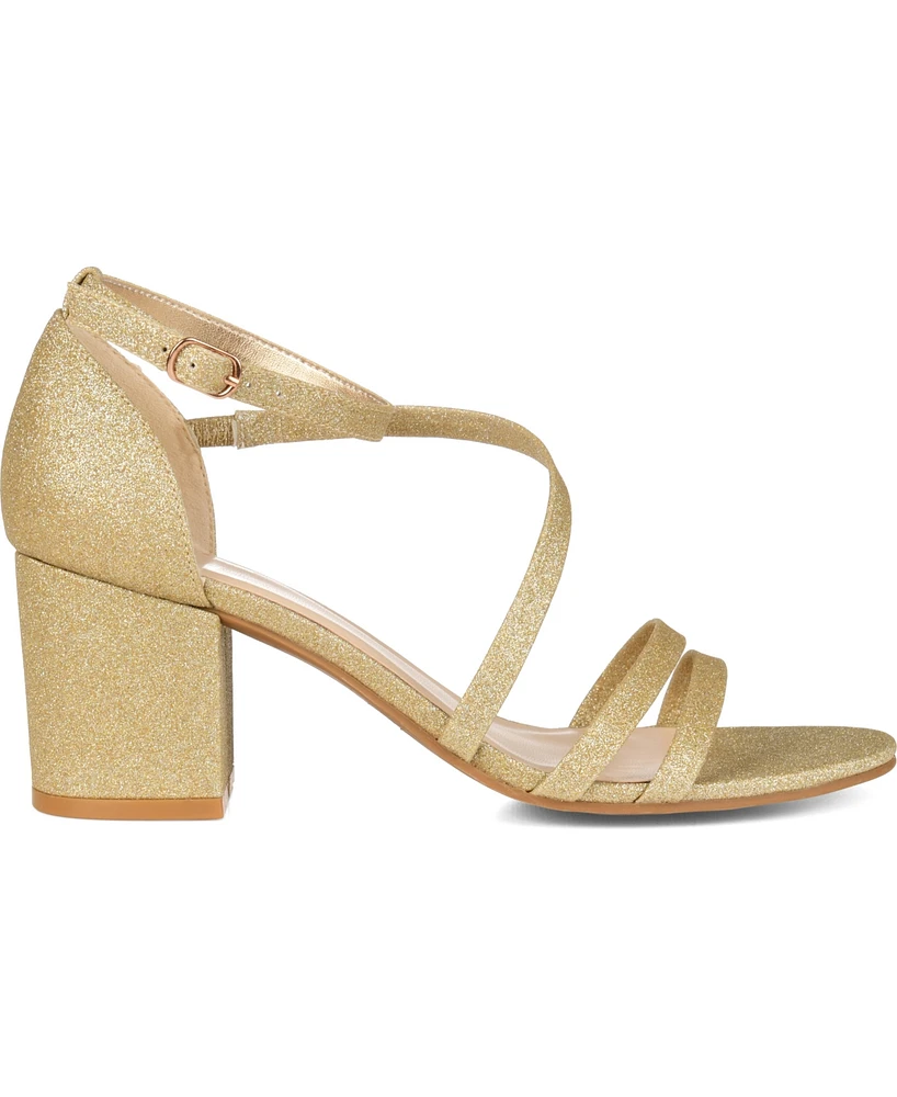 Journee Collection Women's Bella Strappy Block Heel Dress Sandals