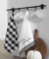 Elrene Hello Pumpkin and Check Kitchen Towel Set