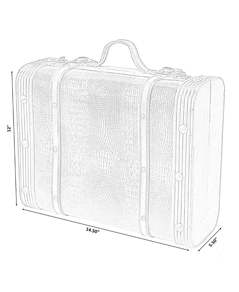 Vintiquewise Decorative Wooden Leather Suitcase