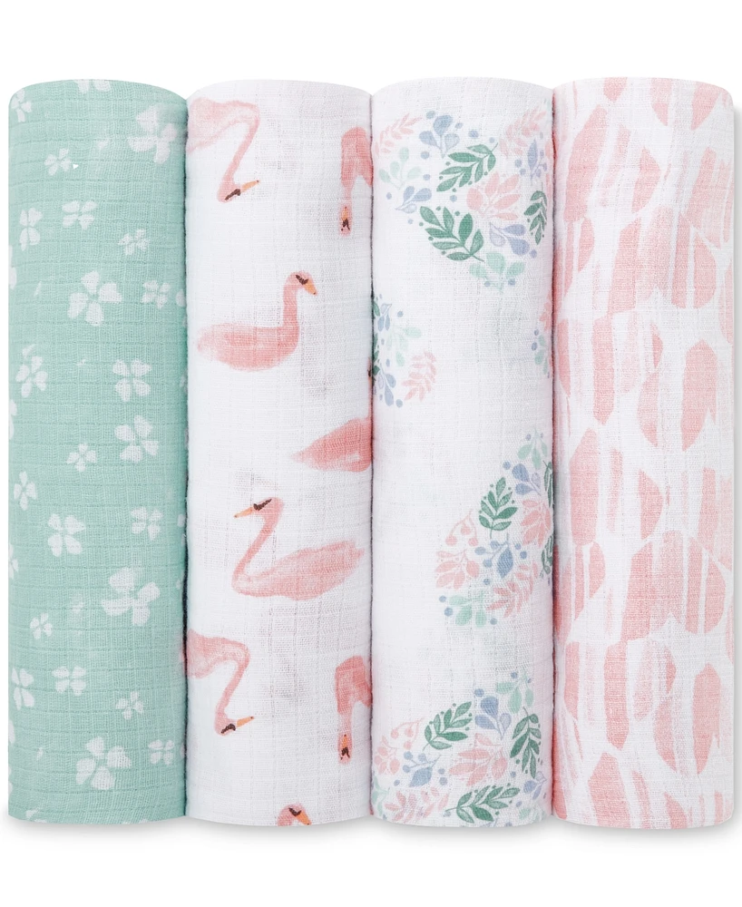 aden by aden + anais Baby Girls Printed Muslin Swaddles, Pack of 4
