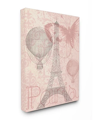 Stupell Industries Eiffel Tower Hot Air Balloon Paris Canvas Wall Art, 16" x 20"