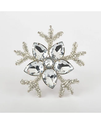 Saro Lifestyle Napkin Ring Collection Snowflake Design Napkin Ring, Set of 4