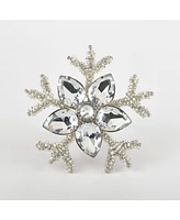 Saro Lifestyle Napkin Ring Collection Snowflake Design Napkin Ring, Set of 4