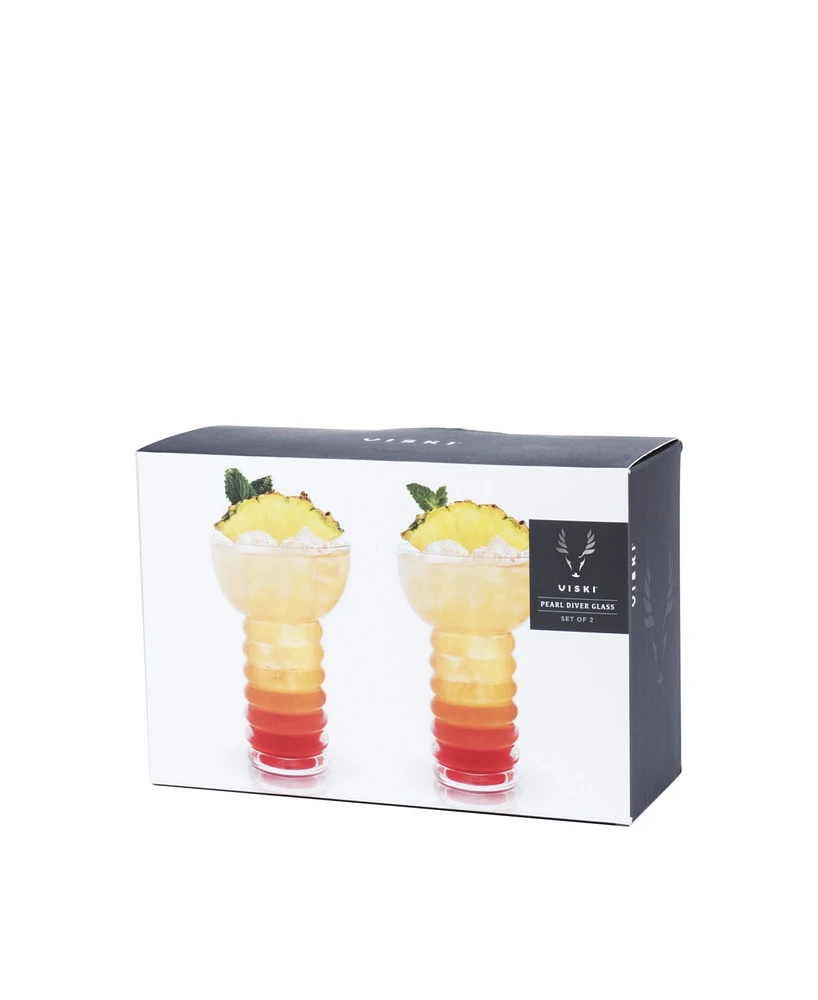 Viski Pacific Crystal Pearl Diver Glasses Set of 2, 12 Oz