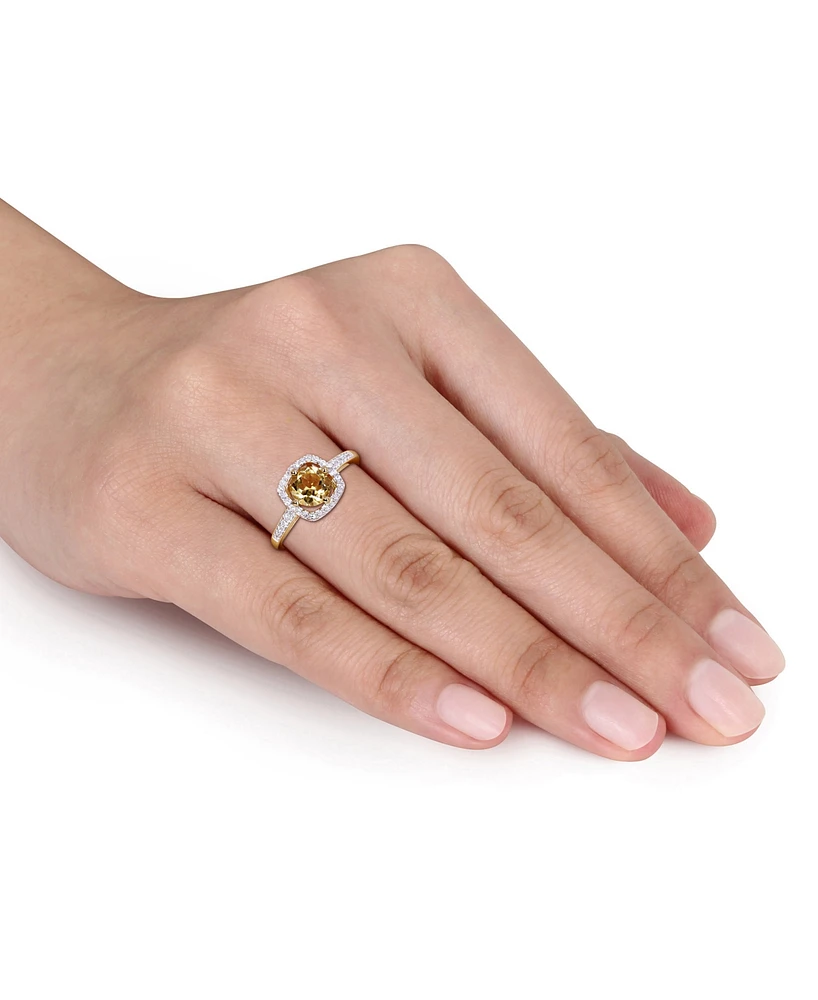 Citrine (3/4 ct. t.w.) and Diamond (1/7 Halo Ring 10k Yellow Gold