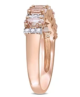 Morganite (1 ct. t.w.) and Diamond (1/6 Semi Eternity Ring 14k Rose Gold