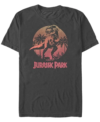 Jurassic Park Men's Retro T-Rex Sunset Logo Short Sleeve T-Shirt