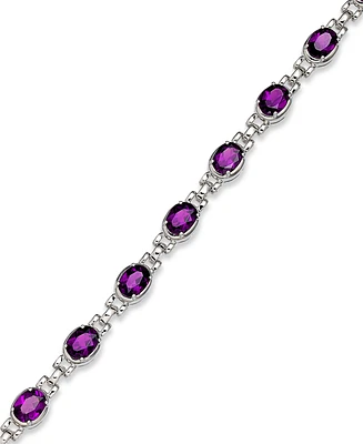 Sterling Silver Bracelet, Amethyst Oval Link Bracelet (11 ct. t.w.)