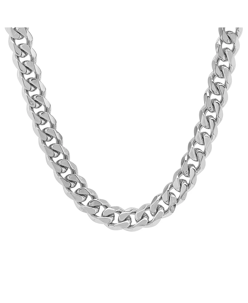 Steeltime Men's Stainless Steel Thick Accented Cuban Link Style Chain Necklaces