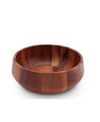 Arthur Court Acacia Wood Serving Bowl for Fruits or Salads Modern Round Shape Style Large Wooden Single Bowl