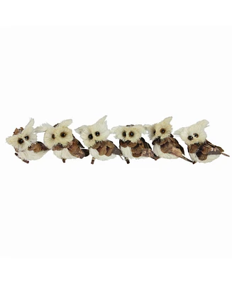 Northlight Pack of 6 Holiday Moments Brown and Tan Owl Christmas Ornaments 2.75"