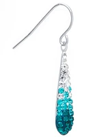 Crystal Pave Tear-Shape Drop Earrings Sterling Silver