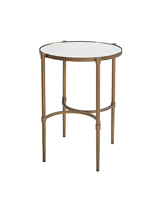 Martha Stewart Lia Vintage 18"W Oval Tempered Glass-Top Accent Table with Metal Base