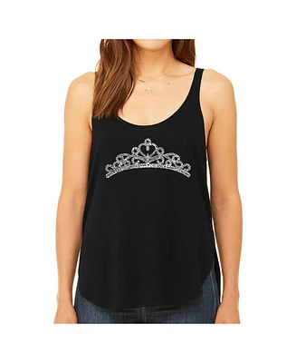 La Pop Art Women's Premium Word Flowy Tank Top- Princess Tiara