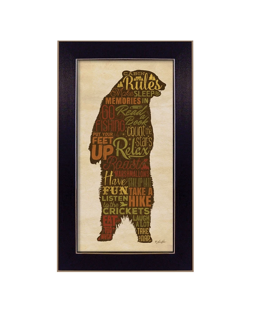 Trendy Decor 4U Cabin rules By Lauren Rader, Printed Wall Art, Ready to hang, Black Frame, 11" x 20"
