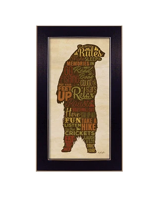 Trendy Decor 4U Cabin rules By Lauren Rader, Printed Wall Art, Ready to hang, Black Frame, 11" x 20"
