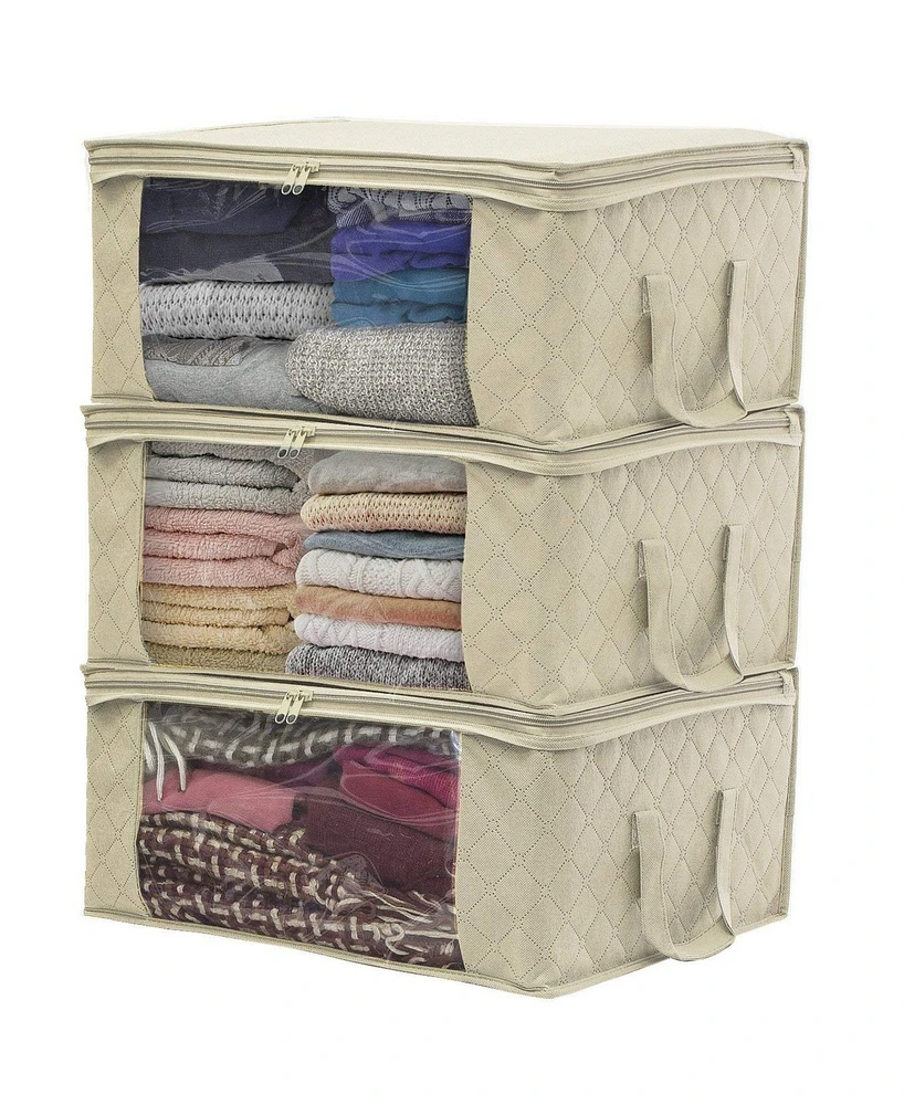 Sorbus 3 Pack Foldable Storage Bag Organizers - Great for Clothes, Blankets, Closets, Bedrooms