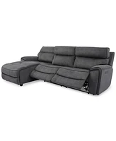 Closeout! Hutchenson 3-Pc. Fabric Chaise Sectional with 2 Power Recliners and Headrests