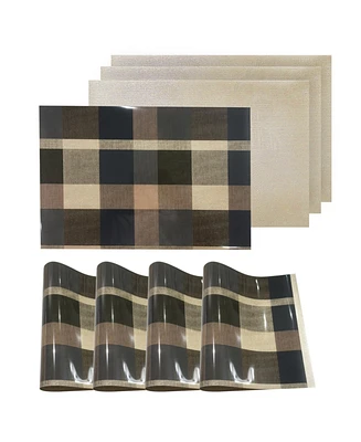 Dainty Home Reversible Metallic Place Mats Non-Slip Plaid Checker Dining Table 12" x 18" Placemats - Set of 4