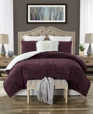 Cathay Home Inc. Plush Faux Fur Sherpa Reversible Comforter Set